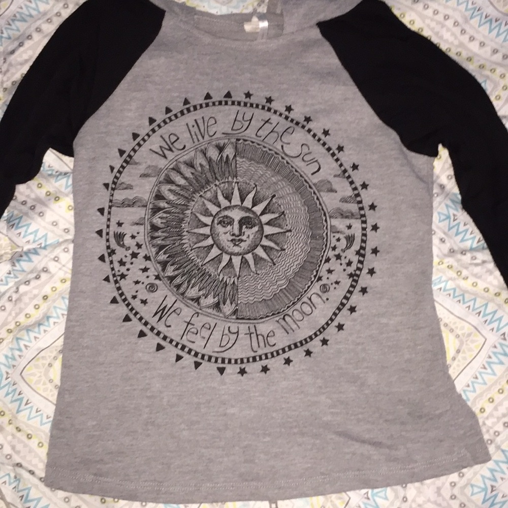 Grey and black long sleeve shirt